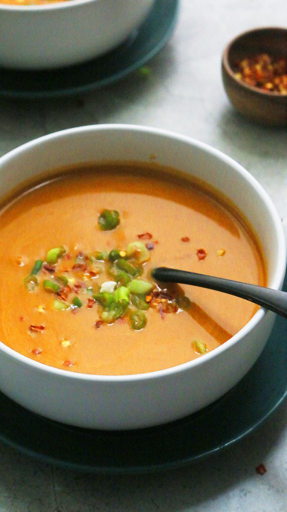 bowl of thai cauliflower soup