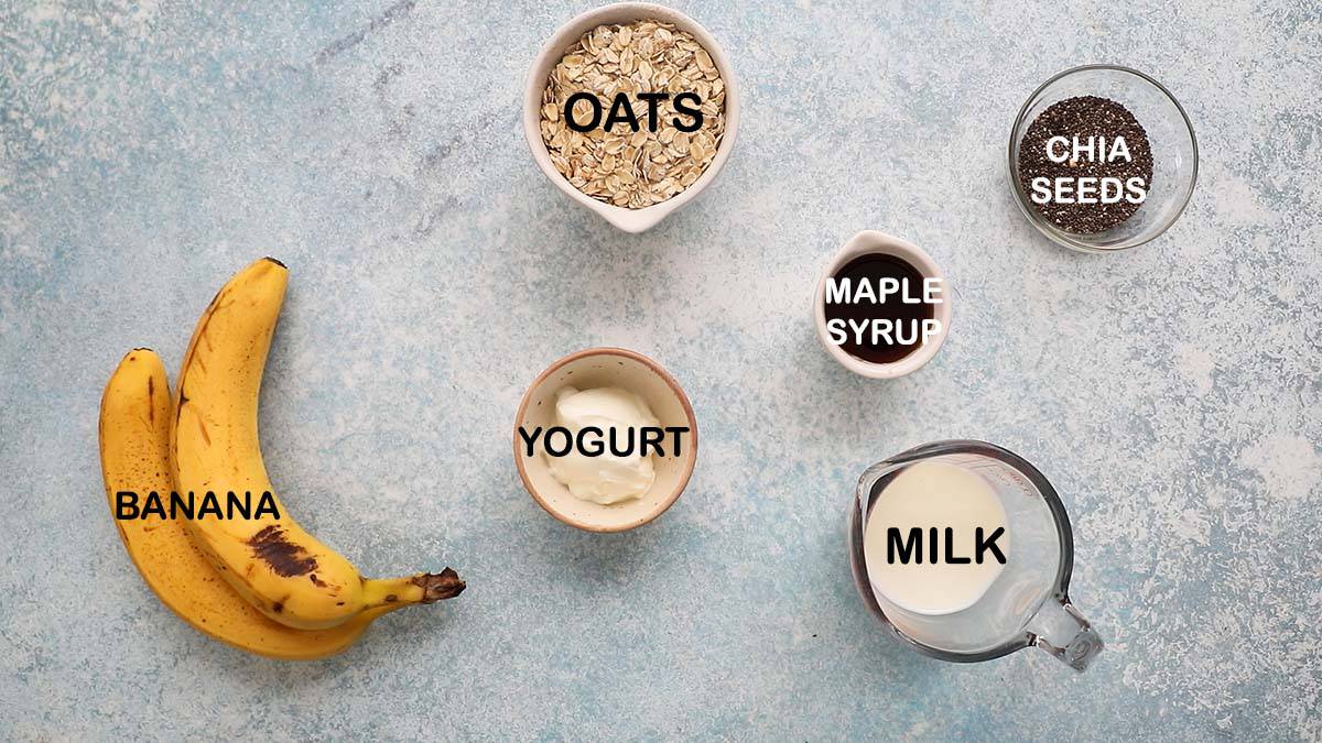 ingredients needed to make banana overnight oats.