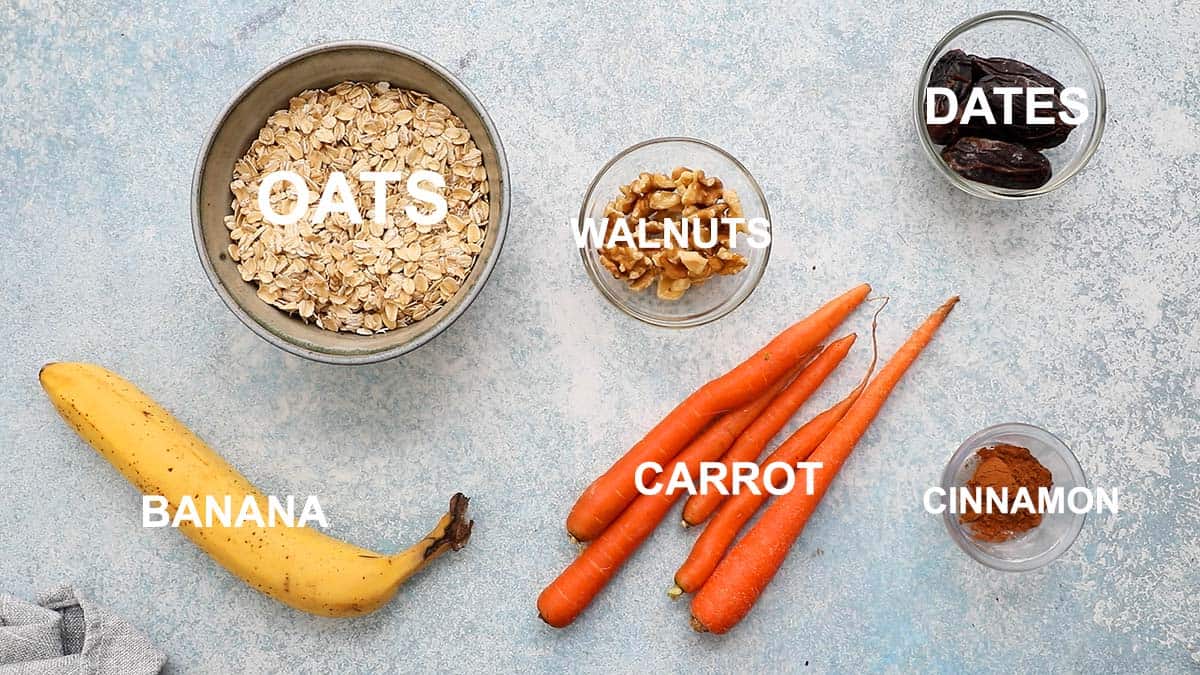 ingredients needed to make carrot cookies.