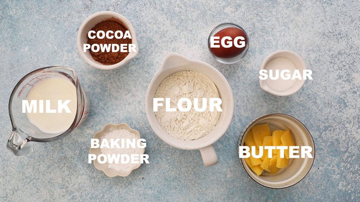 ingredients needed to make chocolate waffles.