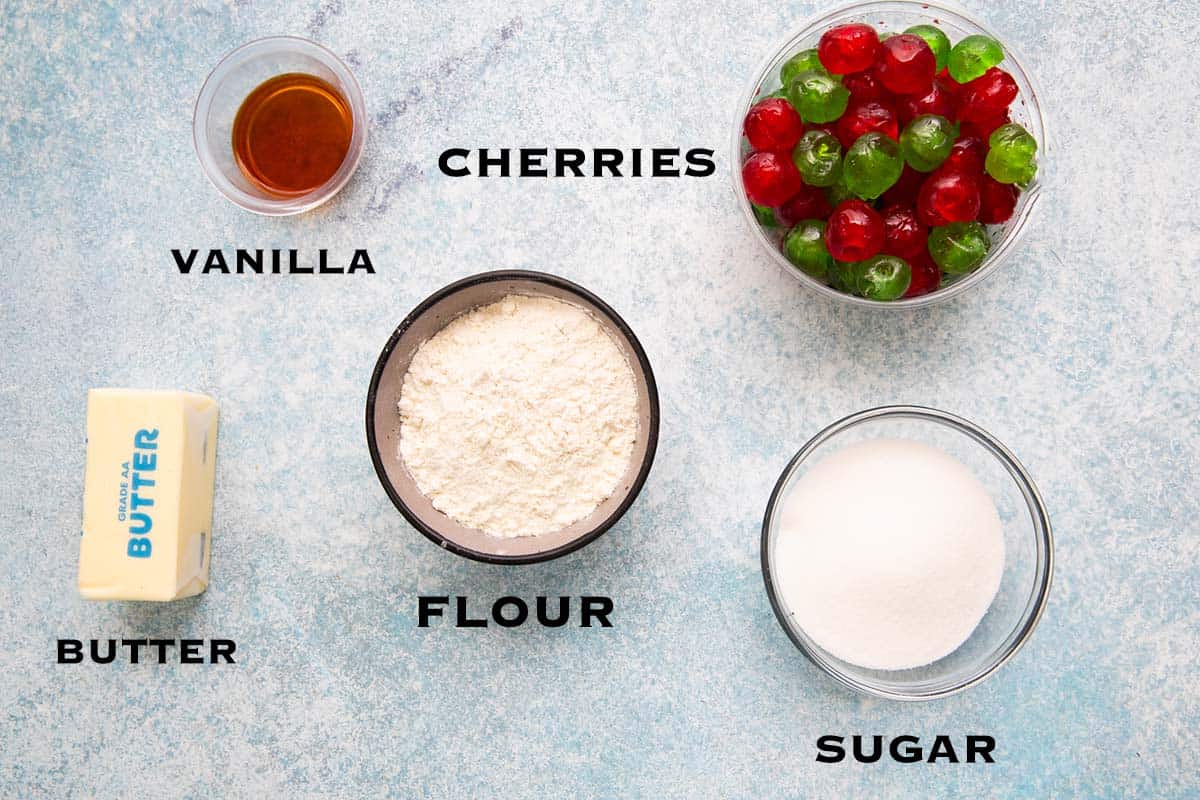 ingredients needed to make Christmas cookies.