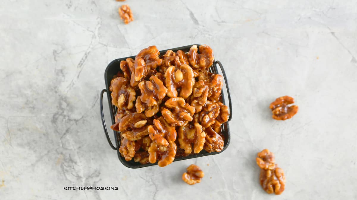 Easy 5 minute Candied Walnuts