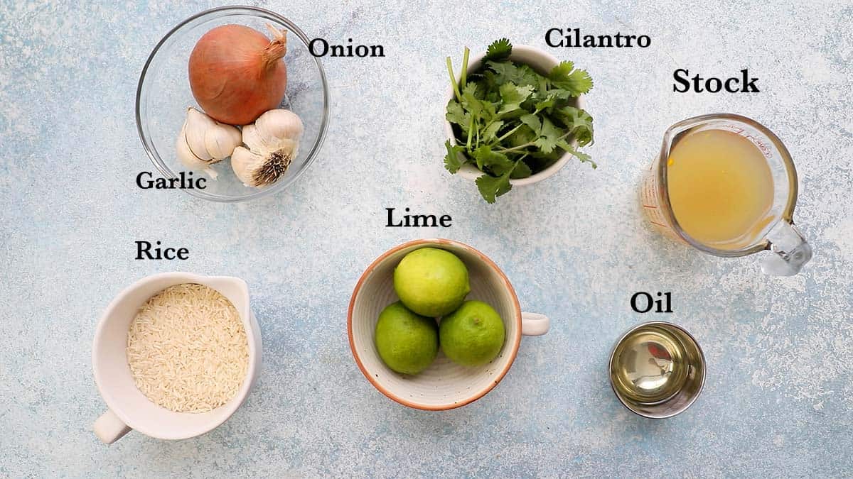 ingredients needed to make cilantro lime rice.