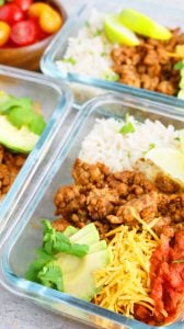 chicken burrito bowl meal prep
