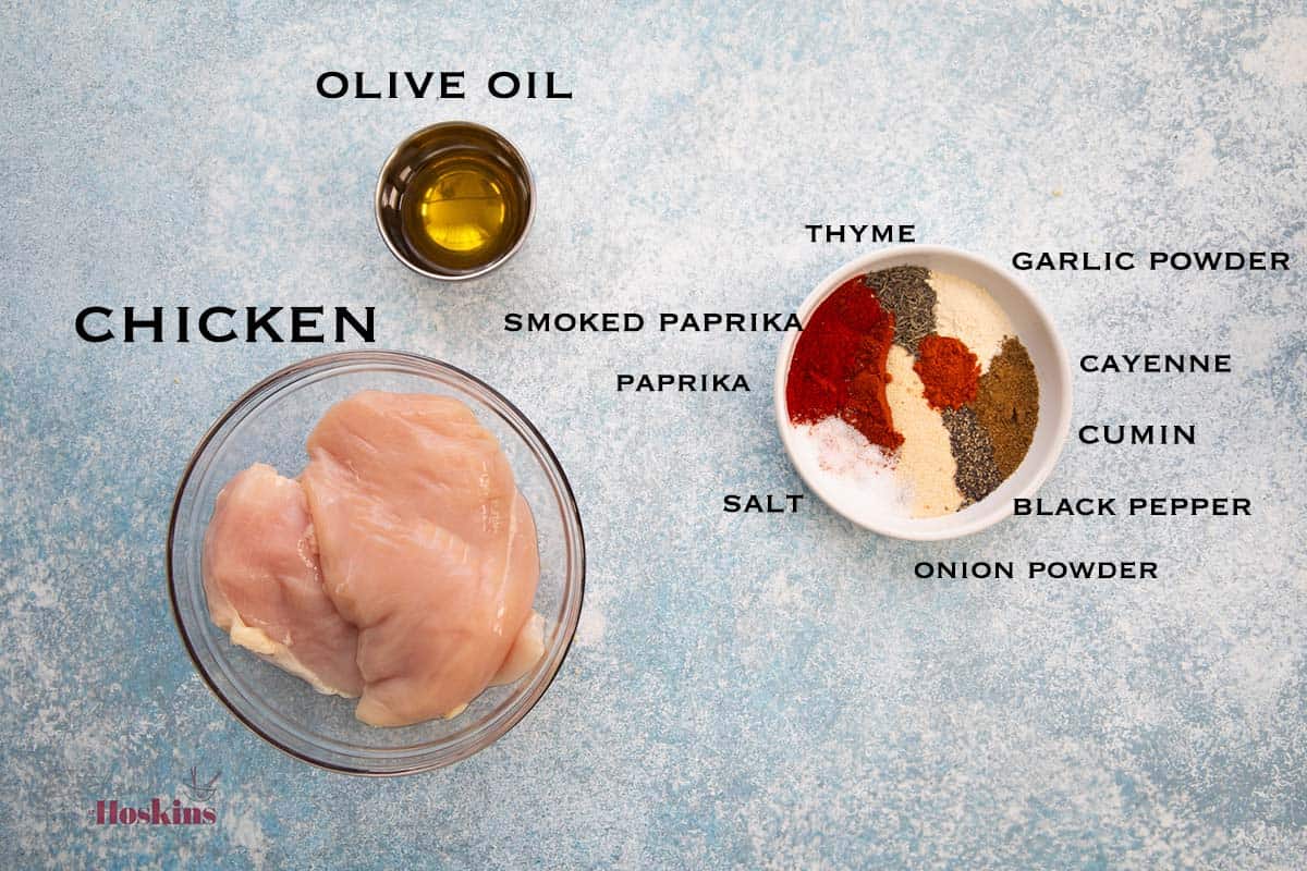 ingredients needed to make blackened chicken.
