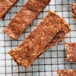 homemade date bars on a wire rack.