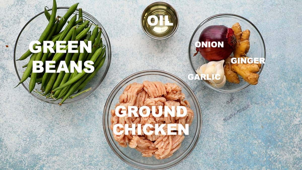 ingredients needed to make chicken and green beans.