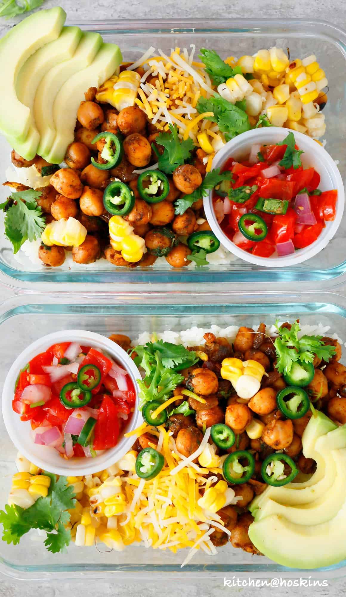 chickpea burrito bowl meal prep