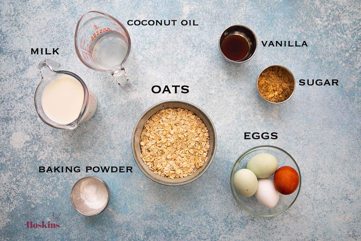 ingredients needed to make oatmeal waffles.