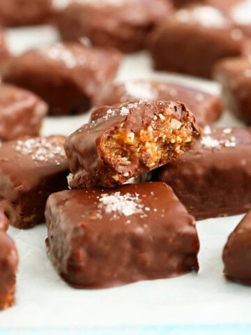 date caramels in a white board.