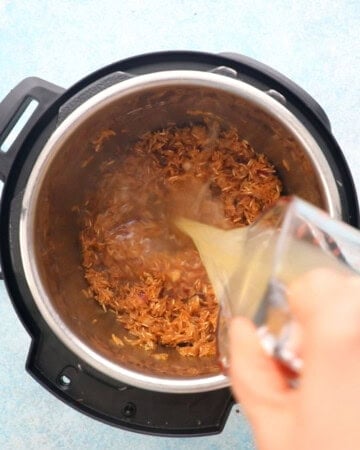 black beans and rice cooking in an instant pot.