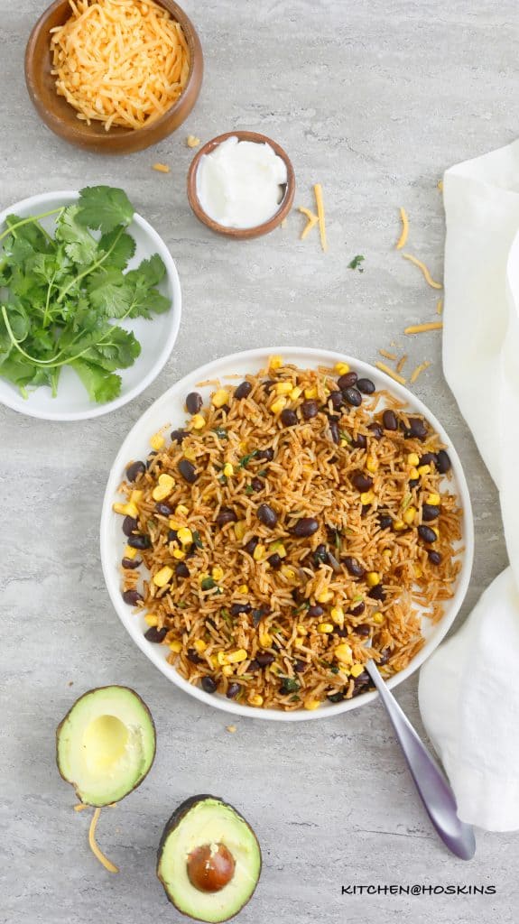 spicy instant pot cilantro lime rice with black beans and corn