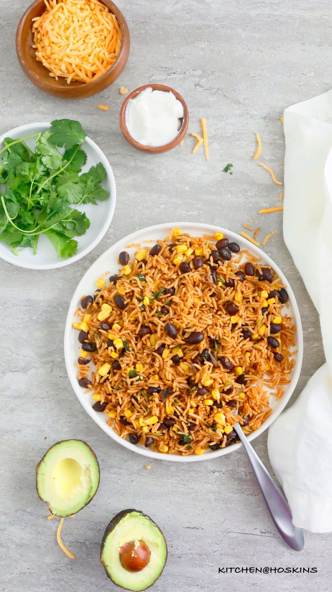 spicy instant pot cilantro lime rice with black beans and corn