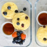 fluffy blueberry pancakes in a muffin pan