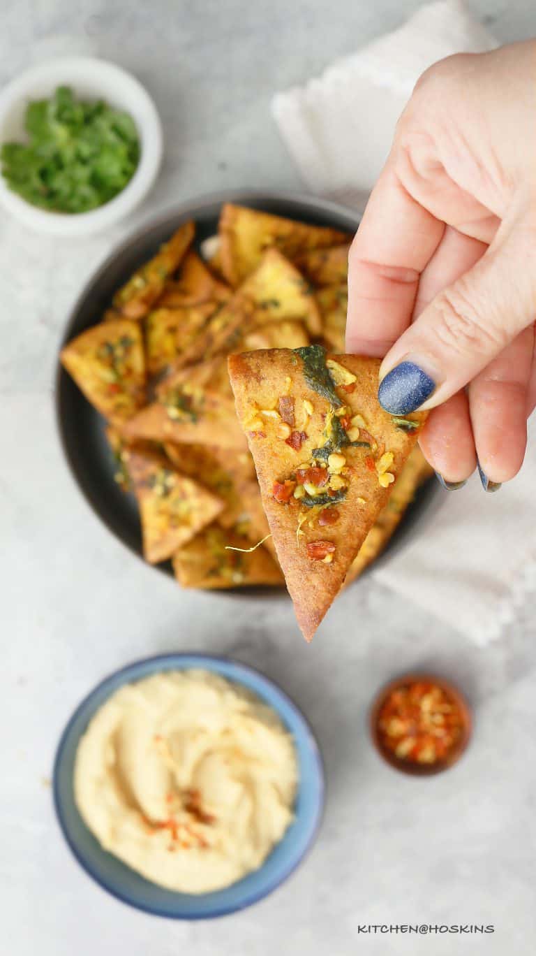 Baked Spicy Homemade Pita Chips Tasty! KITCHEN HOSKINS