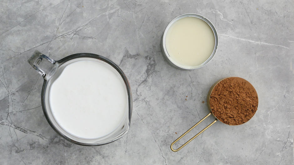 kulfi with sweetened condensed milk, heavy cream, cocoa powder