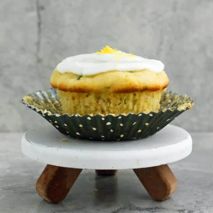 Zucchini Cardamom Cupcakes with Lemon Glaze