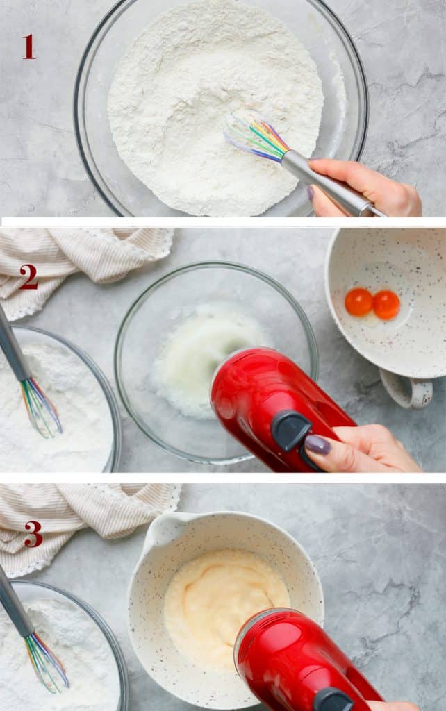 step by step photos of how to make Begian waffle batter