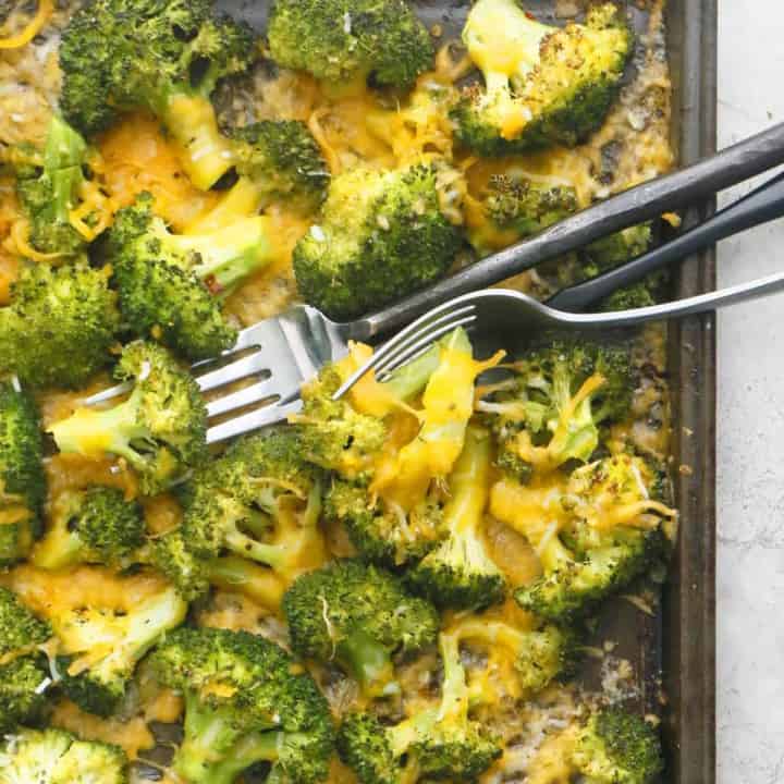 Sheet Pan Baked Garlic Broccoli with Cheese