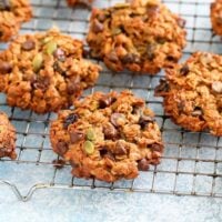 breakfast cookies placed on a wire rack.
