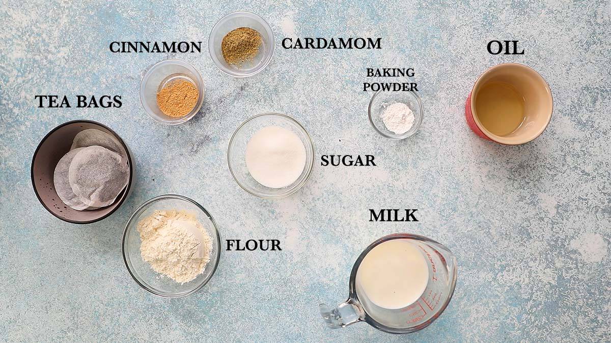 ingredients needed for chai mug cake.