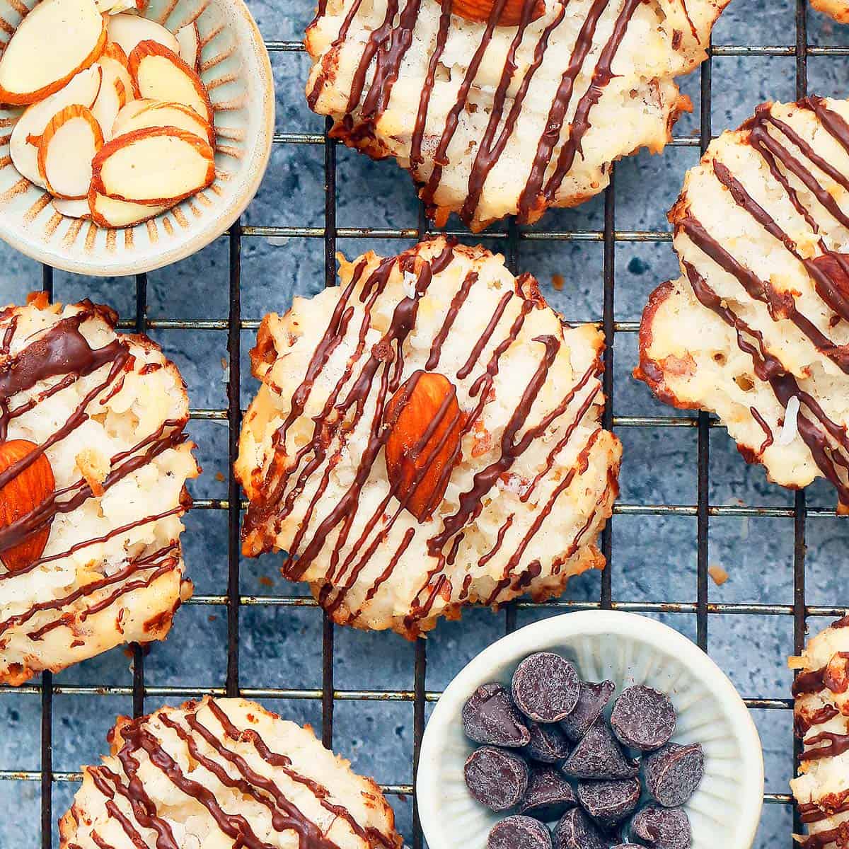 coconut almond cookies with chocolate