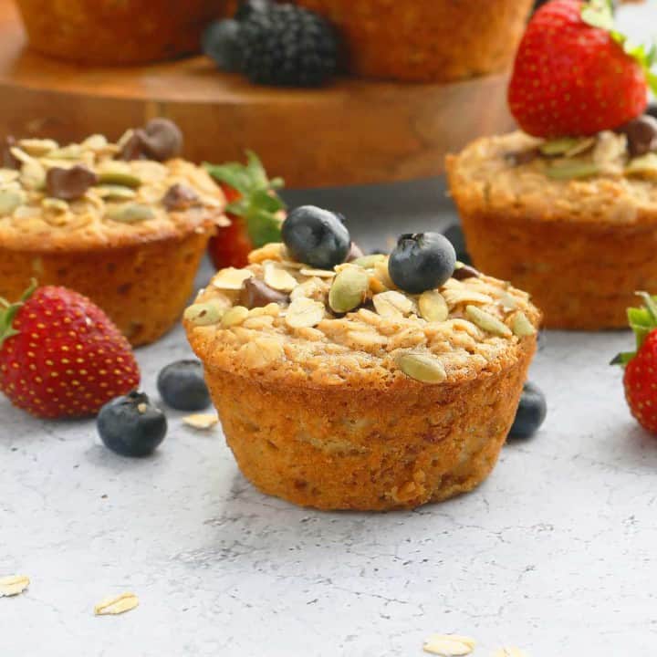 Baked Oatmeal Cups (with Almond Butter)