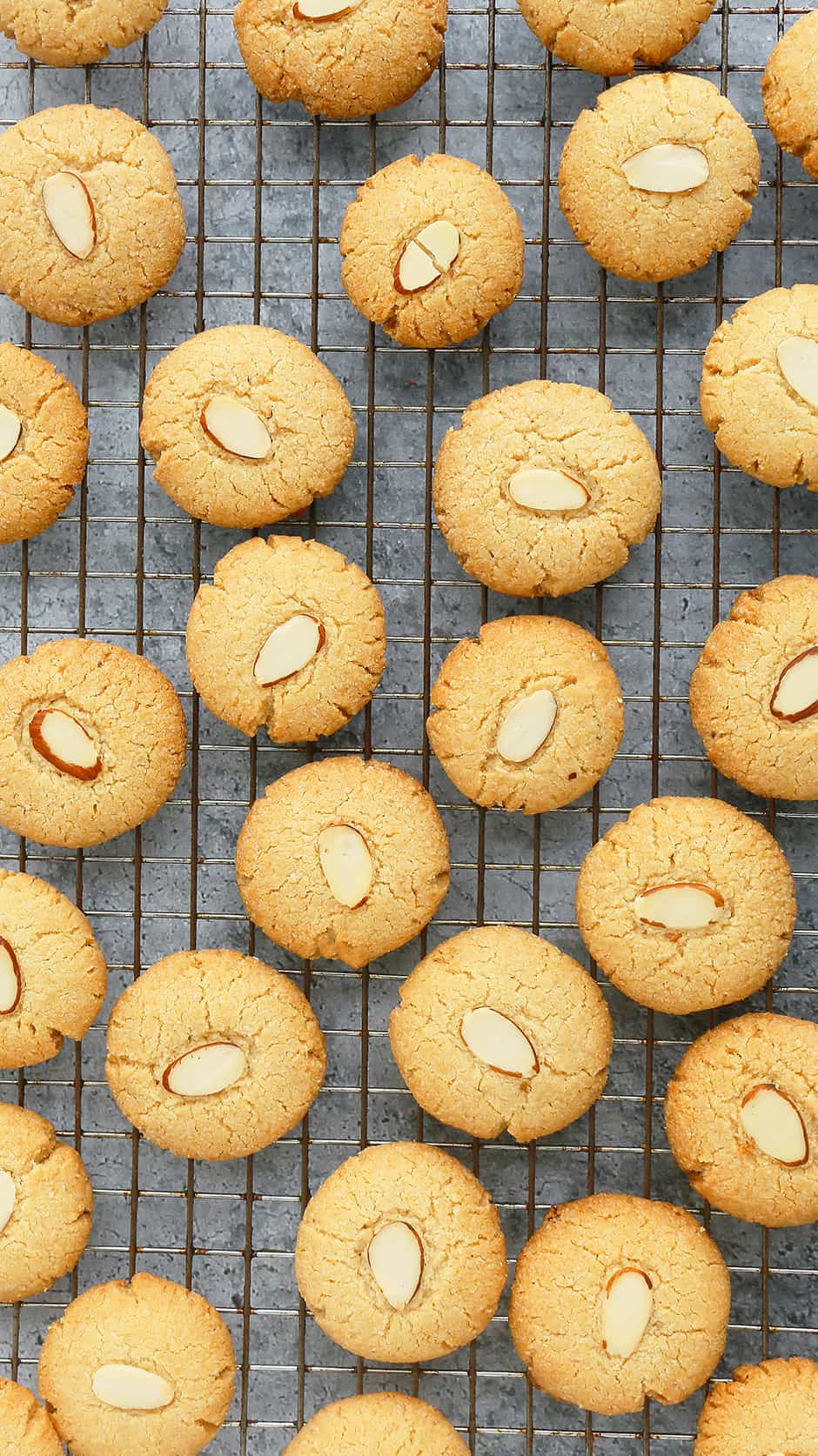 easy almond flour cookies cooling on a wire rack