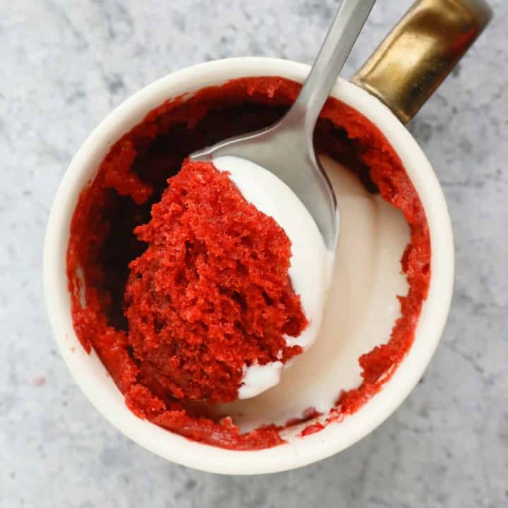 Microwave Red Velvet Mug Cake for one
