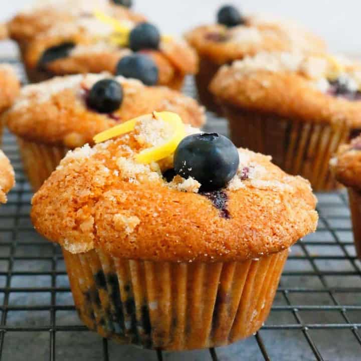 Lemon Blueberry Muffins with Sour Cream