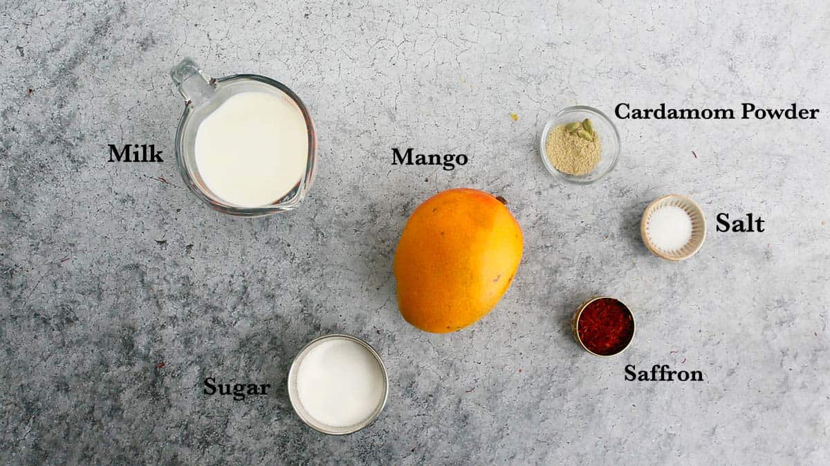 ingredients needed for making milk with mango