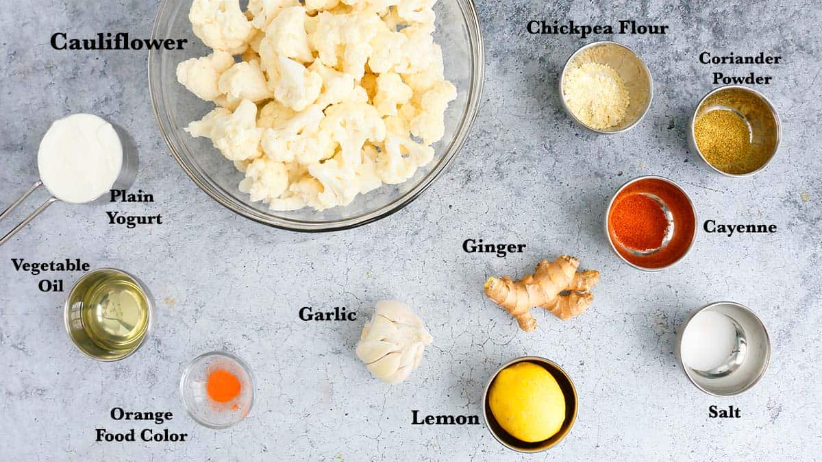 ingredients needed for spicy cauliflower 