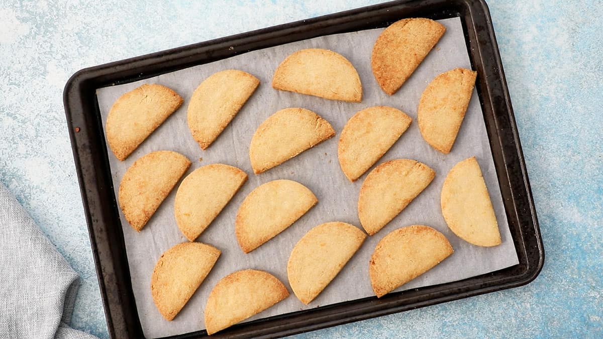 baked brown almond flour lemon cookies.
