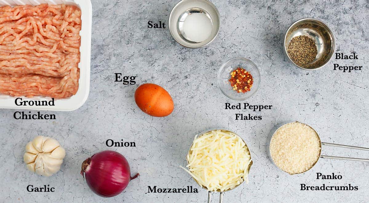 ingredients needed to make ground chicken balls.