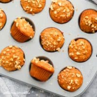 baked mini banana muffins in a muffin pan