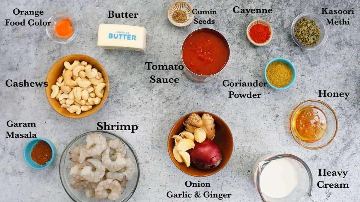 ingredients needed to make shrimp makhani