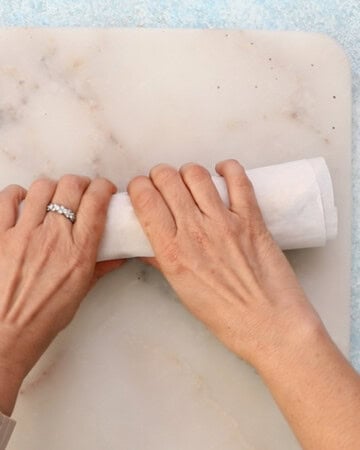 chocolate and vanilla cookie dough in a white paper. 