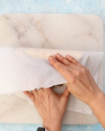 chocolate and vanilla cookie dough in a white paper. 