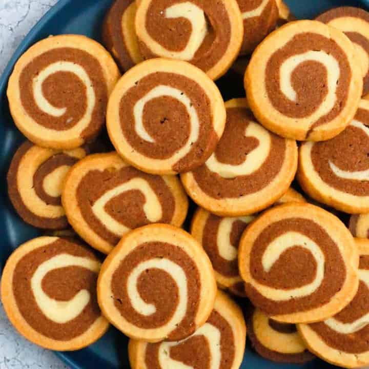 chocolate vanilla pinwheel cookies.