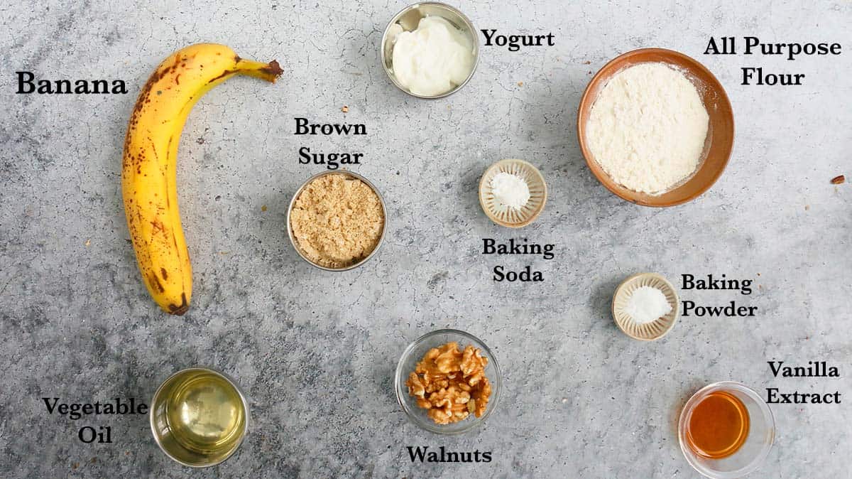 ingredients needed to make mini banana muffins with nuts