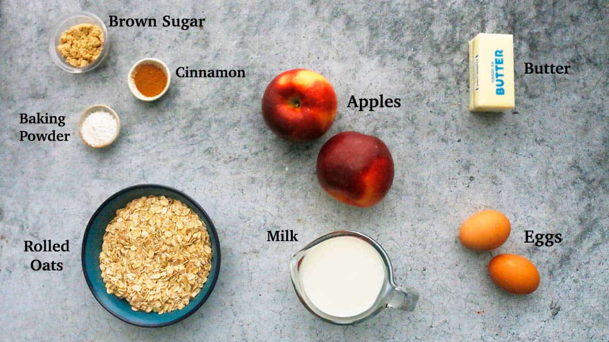 ingredients needed to make gluten free waffles with apples and cinnamon.