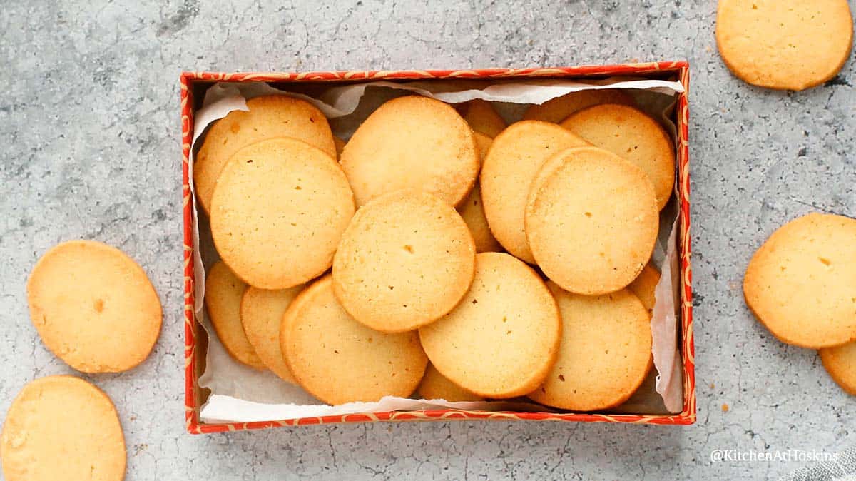 a cookie box with shortbread cookies.