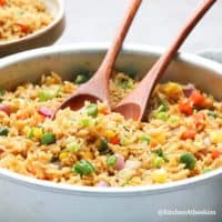 pan with air fried rice.