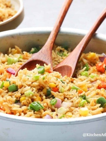 pan with air fried rice.