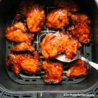 teriyaki chicken in an air fryer basket