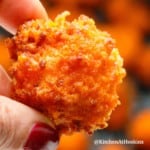 a close up of a buffalo cauliflower bite