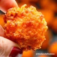 a close up of a buffalo cauliflower bite