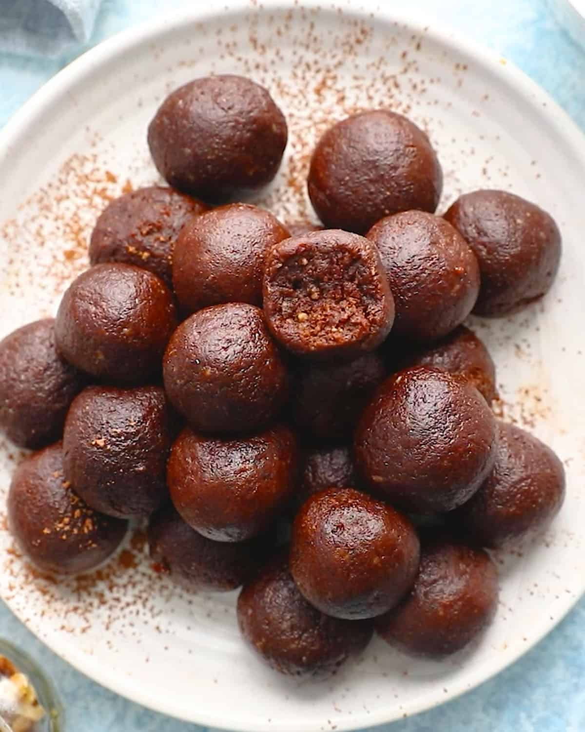 date balls in a white plate.