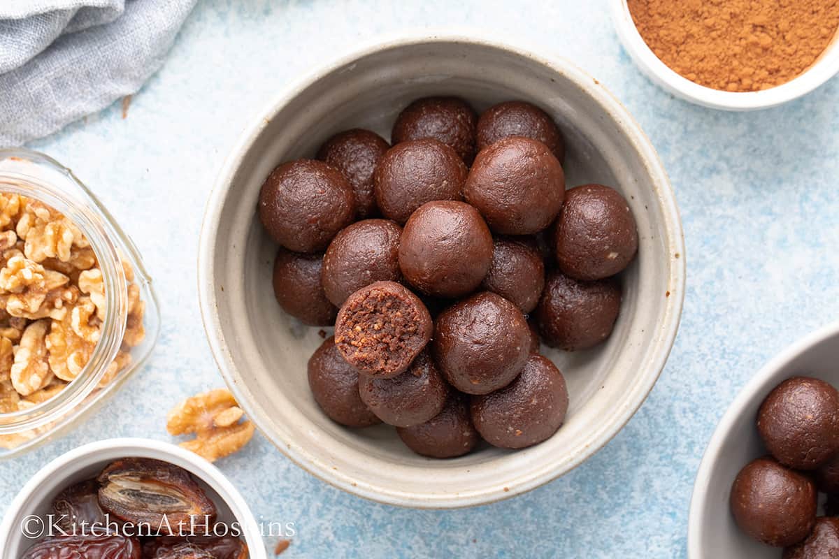 healthy balls in a bowl. 