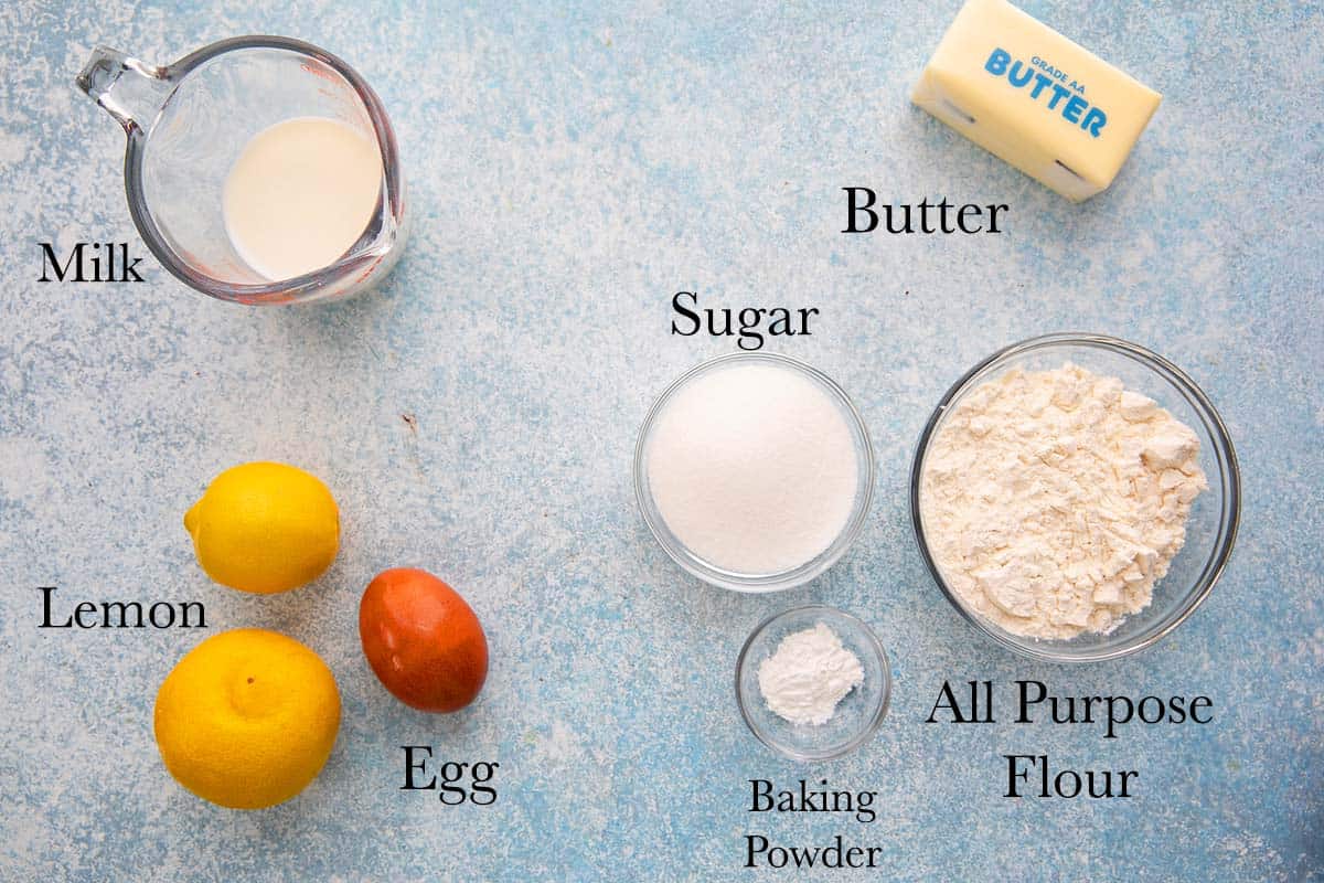 ingredients needed to make drizzle cake with lemon.